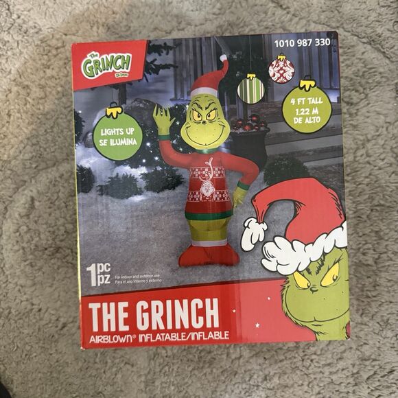 Gemmy Grinch In Christmas Sweater 4 ft. LED Airblown Inflatable New In Box‎ - Picture 14 of 16
